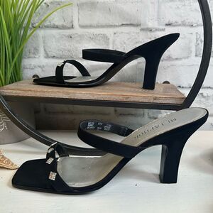 Metaphor Black Studded Open Toed Heels Pumps Size 11